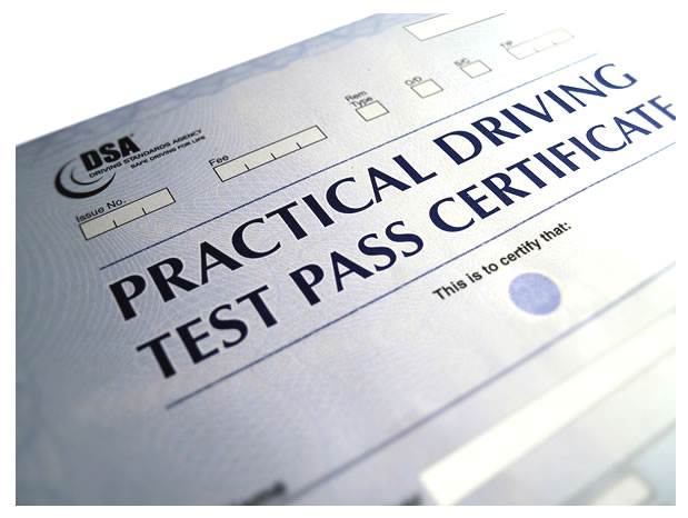 Driving test pass certificate